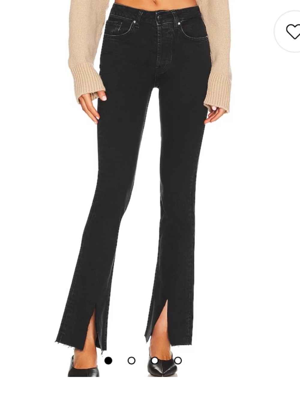 Anine Bing Roxanne Black High-Rise Split Front Flare Jeans